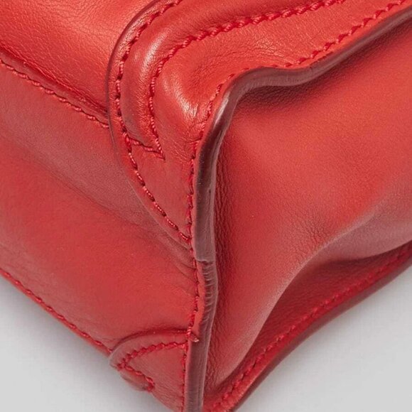 Celine Red Smooth Calfskin Leather Nano Luggage Bag - Picture 5 of 11